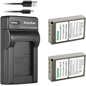 Kastar Battery (X2) & Slim USB Charger for Olympus BLS-5, PS-BLS5 and Olympus OM-D E-400 E-410 E-420 E-450 E-600 E-620 E-P1 E-P2 E-P3 E-PL1 E-PL2 E-PLE15 E-PM1 E-PM2 E-M10 E-PL6 E-PL5 Stylus 1 Camera
