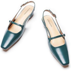 C.Paravano Women's Slingback Sandals Small Square Toe Slingbacks Flats Closed Block Heels Adjustable Strap Slip on Slingbacks in Saudi Arabia