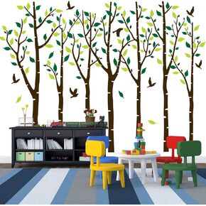 Large Tree Wall Decals Jungle Wall Decor Forest Birch Tree Wall Stickers for Kids Nursery Baby Room Bedroom Living Room Classroom Decorations (Brown)