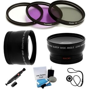 UltraPro 58mm Essential Lens Kit, Includes 2X Telephoto Lens, 0.45x HD Wide Angle Lens w/Macro and 3pc Filter Kit (UV, CPL, FL-D) for Select Olympus Digital Cameras. UltraPro Accessory Set Included.