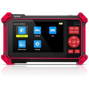 Rsrteng CCTV Tester Monitor Auto HD Coaxial Camera Tester 4K 8MP TVI/CVI/AHD/CVBS Video Monitor 5 inch TFT-LCD Screen Support Cable Tester, HD VGA Input PTZ Control RS485 OSD Menu DC12V Power Output