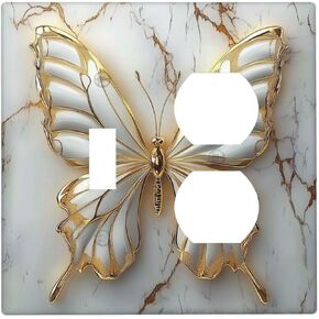Outlet Covers Black Gold Abstract Modern Marble Luxury 2 Gang Decorative Switch Plates 1 Toggle Duplex Combo Light Switch Cover GFCI Electrical Wallplates for Bathroom Bedroom Decor