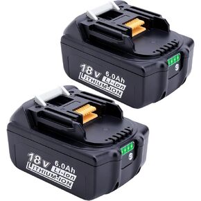 6000mAh 18V Battery Compatible with Makita 18V Battery BL1860B, Replacement for 18 Volt BL1860 BL1850B BL1840B BL1830B Batteries 2Pack Fit with Original 18v Chargers and Tools