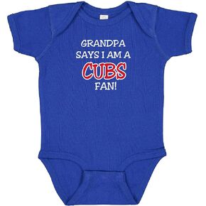 Curiositees Cubs Dad/Grandpa/Uncle Says I Am A Fan Baby Bodysuit Romper Outfit - Royal