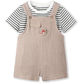 Volunboy Baby Boys Summer Clothes Stripe T-shirt Shortall Set Toddler Short Overalls Cotton Unisex Jumpsuits