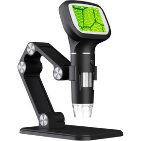 المجهر الرقمي المحمول ، 50 × 1600X مجاهر تكبير الكاميرا المكبرة مع شاشة IPS 2.4 بوصة ، 8 مصابيح LED ، مجهر USB محمول مع Stand for Kids Teens