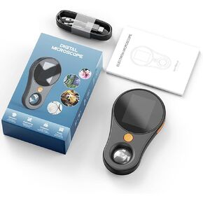 Topyond Handheld Microscope, 500X Magnification 2mp 1920x1080p Hd Photo and Video Pocket Microscope for Kids and Adults (Black)