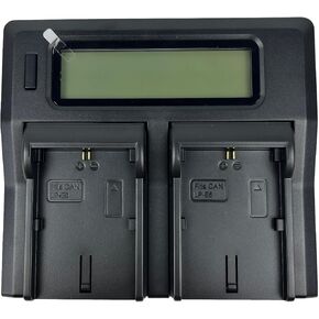 Quick LCD Dual Battery Charger for LP-E6 LC-E6 LC-E6E LP-E6N with USB Port, Fit Models EOS R Ra R5 R6 5DS 5D 6D 7D SV 7D 60D 60Da 70D 80D 90D XC10 XC15