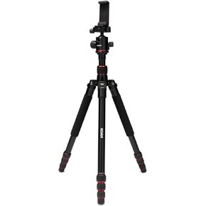 KOAH Perihelion 60-inch Professional Lightweight Aluminum Tripod for DSLR, Mirrorless or Smartphone Cameras with Carrying Case, 360-Degree Ball Head and 33lb. Load, for Travel and Work Use (Black)
