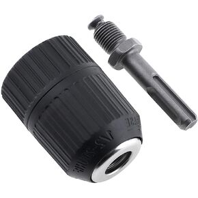 2-13mm Self-Locking Keyless Wrench Drill Chuck Impact Hammer Conversion Drill Bit Holder with Square Handle Connecting Rod Drill Chuck