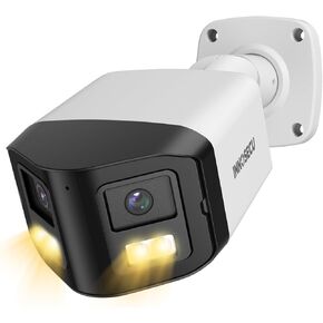 8MP Dual Lens IP PoE Camera, 2X 4MP Security Bullet Surveillance Camera with 180° Angle View, Waterproof IP67, Light Color Night Vision, Two-Way Audio, Human/Vehicle Detection, INB8CD58A