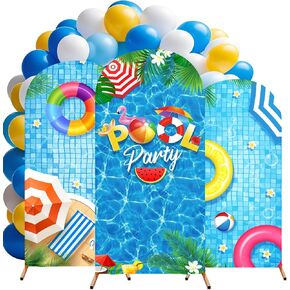3 PCS Pool Party Party Arch Backdrop Cover SPANDEX FITTED HAWAIIAN THEWSER ARCH COVER 4FT ، 5FT ، 6FT POTH POTHER POTHER
