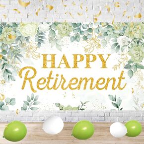 Sage Green Happy Retirement Banner – Large 71x43 inch Fabric Backdrop for Retirement Party Decorations – Perfect for Photo Booth, Cake Table, and Party Decor – Ideal for Men and Women