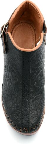Mexican Engraved Genuine Leather Ankle Boots with Strap for Women - Model 490 (8, Brown) in Kuwait