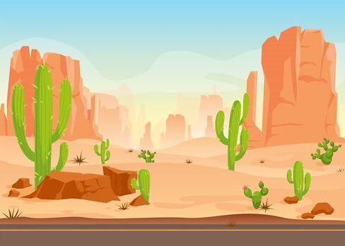 BELECO 7x5ft Fabric Cartoon Desert Cactus Backdrop Wildwest Desert Road Sand Dunes Photography Background Western Cowboy Cowgirl Baby Shower Birthday Party Decoration Baby Kids Portrait Photoshoot in Saudi Arabia
