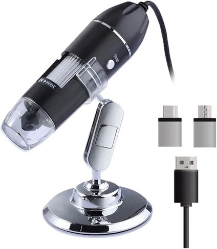 Microscope Accessories Kit Wireless Digital Microscope ، 1600X USB Digital Microscope 3 في 1 Type-C Portable 8 شرائح المجهر الإلكترونية in Kuwait
