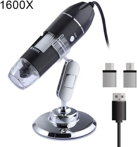 Microscope Accessories Kit Wireless Digital Microscope ، 1600X USB Digital Microscope 3 في 1 Type-C Portable 8 شرائح المجهر الإلكترونية in Kuwait
