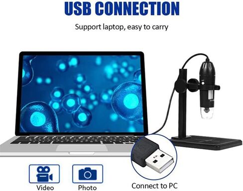 Microscope Accessories Kit 1600x Microscope 3in1 USB المجهر الإلكتروني المحمول مع 8 شرائح مجهر كاميرا تكبير المصابيح in Kuwait