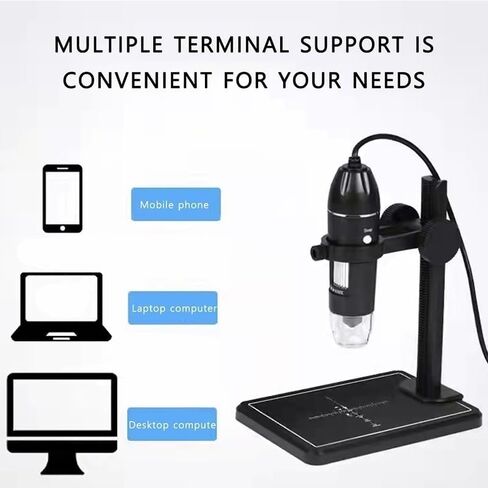 Microscope Accessories Kit 1600x Microscope 3in1 USB المجهر الإلكتروني المحمول مع 8 شرائح مجهر كاميرا تكبير المصابيح in Kuwait