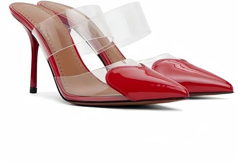 Love Heart Clear High Heeled Sandals for Women Closed Pointed Toe Comfortable Stiletto Mule Slip On Summer Party Prom Shoes in Saudi Arabia