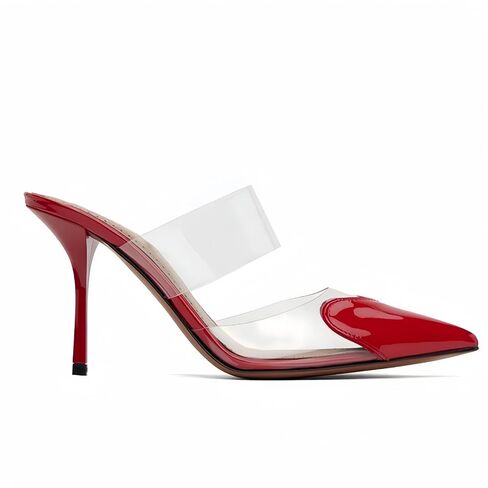 Love Heart Clear High Heeled Sandals for Women Closed Pointed Toe Comfortable Stiletto Mule Slip On Summer Party Prom Shoes in Saudi Arabia