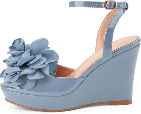 منصة أسافين الفهد للسيدات ويدج صندل صنددة الفهد الطباعة جولة زقزقة مفتوحة اصبع القدم slingback فستان الكعب العالي مريح من جلد الغزال in Kuwait