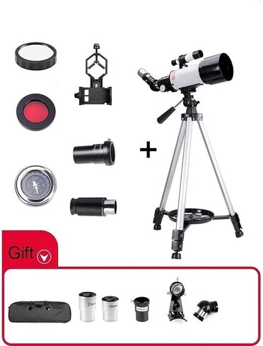 Telescope for Kids Beginners 70mm Aperture 400mm Mount Multi Ptics Telescopes للبالغين الانكسار علم الفلك المحمول (الحزمة A) in Kuwait
