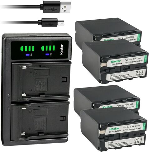 KASTAR NP-F990 بطارية 2 عبارة وشاحن USB LTD2 متوافق مع Sony GV-D200 GV-D300 GV-D700 GV-D800 GV-D900 GV-HD700E HDR-AX2000 HDR-FX1 HDR-FX1000 HDR-FX1000E HDR-FX7 HDR-FX7E in Kuwait