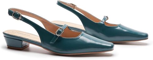 C.Paravano Women's Slingback Slgingals Small Square Toe Slingbacks Flats Clost Block Cheels Slipliable Strap على slingbacks in Saudi Arabia