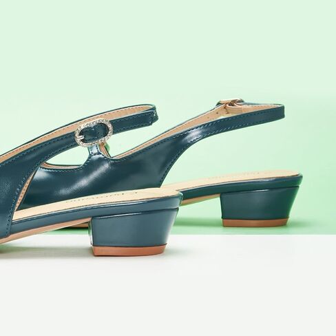 C.Paravano Women's Slingback Slgingals Small Square Toe Slingbacks Flats Clost Block Cheels Slipliable Strap على slingbacks in Saudi Arabia