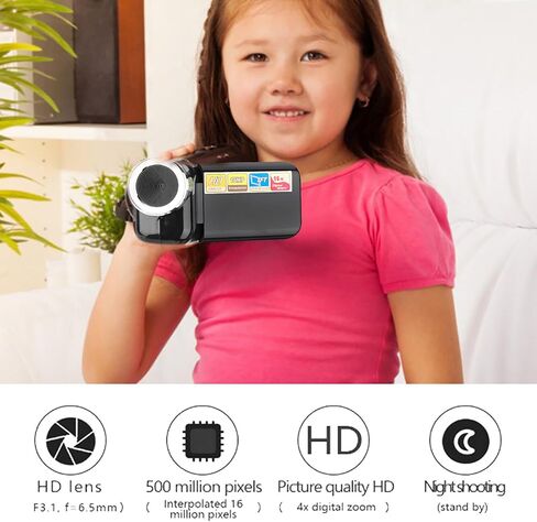 Kids HD 720P Video Camera with 2 Inch LCD Screen Portable Digital Camcorder Toy for Children Birthday (Black) in Saudi Arabia