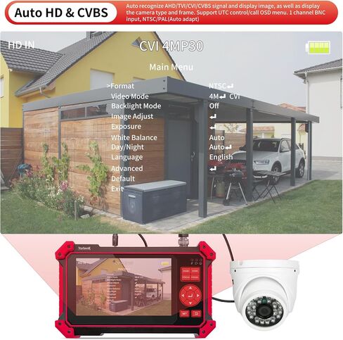 Rsrteng CCTV Tester Monitor Auto HD Coaxial Camera Tester 4K 8MP TVI/CVI/AHD/CVBS Analog Video Monitor 4.3 inch TFT-LCD Screen PTZ Control RS485 Call OSD Menu Audio DC12V Power Output in Saudi Arabia