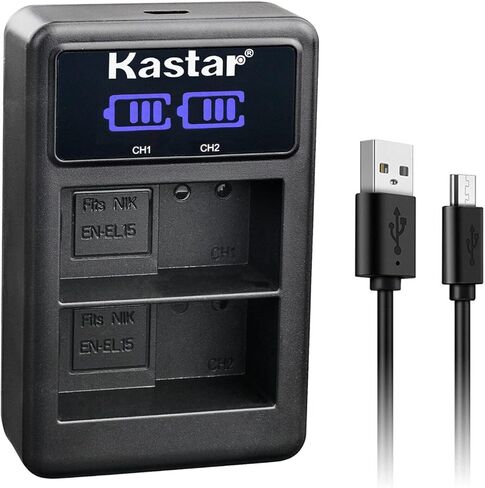 Kastar 2-Pack EN-EL15C Battery and LED2 USB Charger Compatible with Nikon D500 D600 D610 D750 D780 D800 D800E D810 D810A D850 D7000 D7100 D7200 D7500 Z5 Z6 Z6 II Z7 Z7 II Z7Q3 1 V1 DSLR Camera in Saudi Arabia