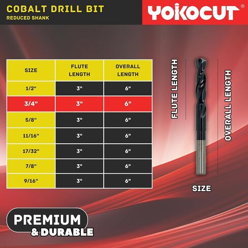 17/32 Inch Cobalt Drill Bit | Reduced Shank High Speed Steel | 17/32 Drill Bit for Stainless Steel and Hardened Metal | HSS M35 Titanium Aluminum Nitride Coating with 1/2" Shank in Saudi Arabia