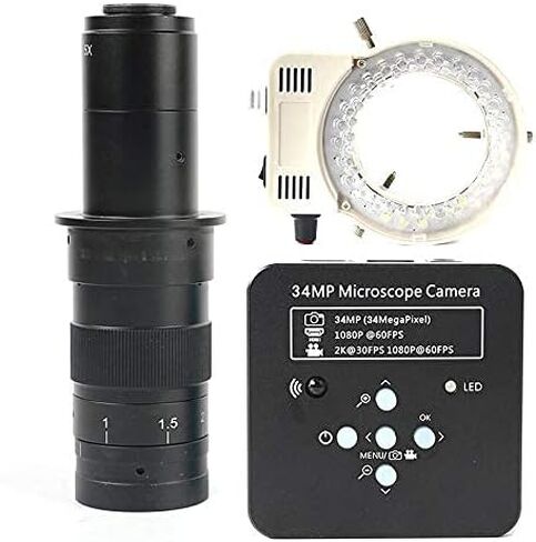 Full HD 34MP 2K 1080P 3400W TF Video Recorder HDMI USB Industrial Electronic Video Digital Microscope CameroS (Color: Camera) (عدسة 180X مع الضوء) in Kuwait