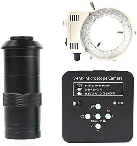 Full HD 34MP 2K 1080P 3400W TF Video Recorder HDMI USB Industrial Electronic Video Digital Microscope CameroS (Color: Camera) (عدسة 180X مع الضوء) in Kuwait