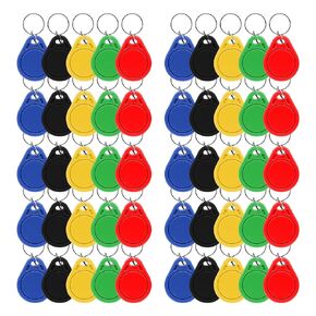 RFID Key Fobs 125KHz 50 PCS, T5577 Proximity ID Tag Rewritable Keypad Card Door Lock Entry Access Control System Fob Tag Wholesale (Colorful)