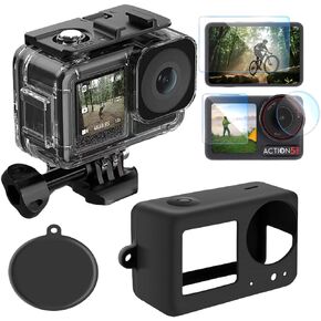 Accessories Kit for DJI Osmo Action 5 pro / 4/3 Waterproof Case Housing Glass Screen Protector Film Silicone Case Lens Cover for DJI Action 5Pro / 4/3