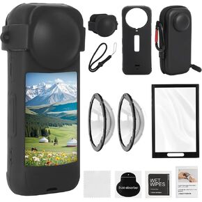 Accessories Kit Compatible with Insta360 X4 – Lens Guards, Screen Protector, Full Body Silicone Case, Dual-Lens Cover, Hard Carrying Case