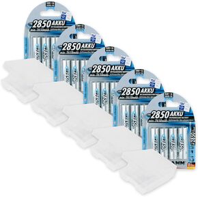 20 Battery Bundle Ansmann 2850 mAH AA NiMH Rechargeable Batteries with Free Battery Holders