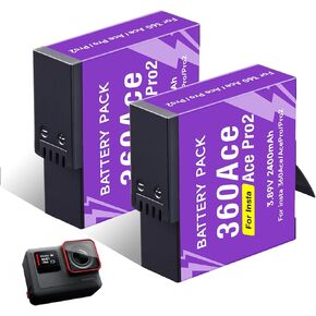 2 Pack 2400mAh Batttery Replacement for Insta360 Ace/Ace Pro/Ace Pro2 Sport Camera Accessory