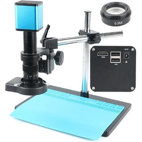 Microscope Camera 2MP 1080P HD Industrial Camera Set tic Manual Zoom Focus Without Delay Smear 180X for PCB Board CPU Repair Soldering
