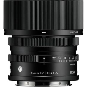Sigma 45mm F2.8 DG عدسة معاصرة كاملة مع حلقة الفتحة اليدوية وغطاء حربة معدنية (أسود ، جبل)