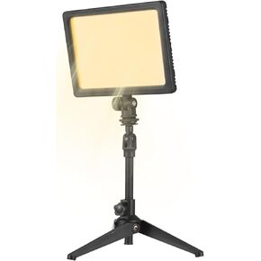 Andoer Tripod with Light, 12W Mini Photography Lamp Dimmable LED Light Portable Vlog Light 1120 LED Beads NP-F Series Battery Powered 3200K-5600K Dimmable with 1/4in Cold Shoe Mount Threaded Hole