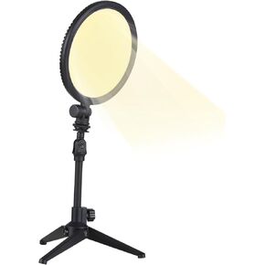 Andoer Tripod with Light, 13W Mini Photography Lamp Dimmable LED Light Portable Vlog Light 120 LED Beads NP-F Series Battery Powered 3200K-5600K Dimmable with 1/4in Cold Shoe Mount 1/4in Threaded Hole