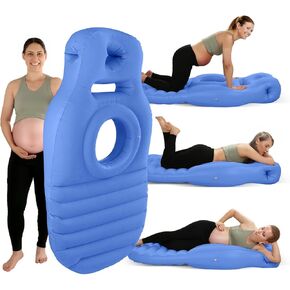 Inflatable Pregnancy Pillow with Belly & Head Hole – Full Body Maternity Airbed for Stomach Sleeping, Back Pain & SPD Relief – Comfortable, Portable & Includes Electric Pump Gray