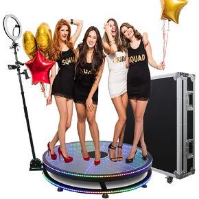 360 Photo Booth Machine with Software for Parties with Ring Light,Logo Custom,APP Remote Control Automatic Slow Motion 360 Spin Camera Video Booth (39.4“Glass+Flight Case)