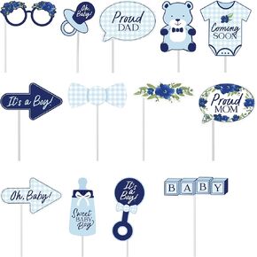 Photo Props - Pack of 13 | Assorted Sizes, Perfect for Baby Showers, Kids Parties, and Photography Sessions, Baby In Bloom, Blue