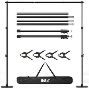 Backdrop Stand, 10×7ft Background Stand Backdrop Frame Banner Stand with Metal Flat Base, Multi-Purpose Stand for Party, Wedding Decoration, Photography