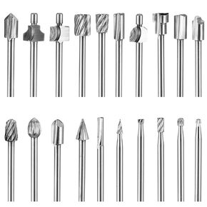 20 Pcs Wood Carving Bits Different Rotary Bur Set Router Engraving Drill Accessories Bit Carbide Engraving Bits for Rotary Tools for DIY Drilling Micro Sculpture Woodworking Trimming Grooving